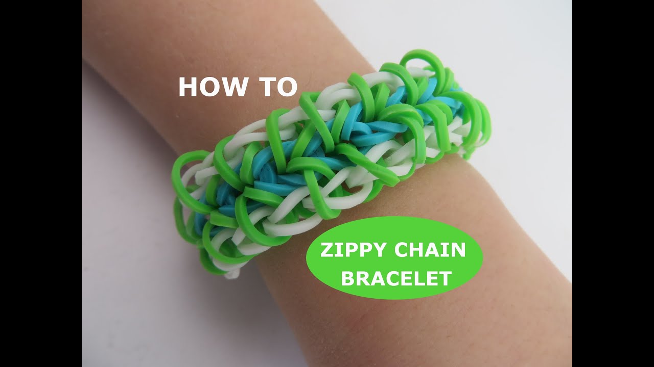 Rainbow Loom : Zippy Chain Bracelet - How To Make Easy Step-by-step Tutorial - YouTube