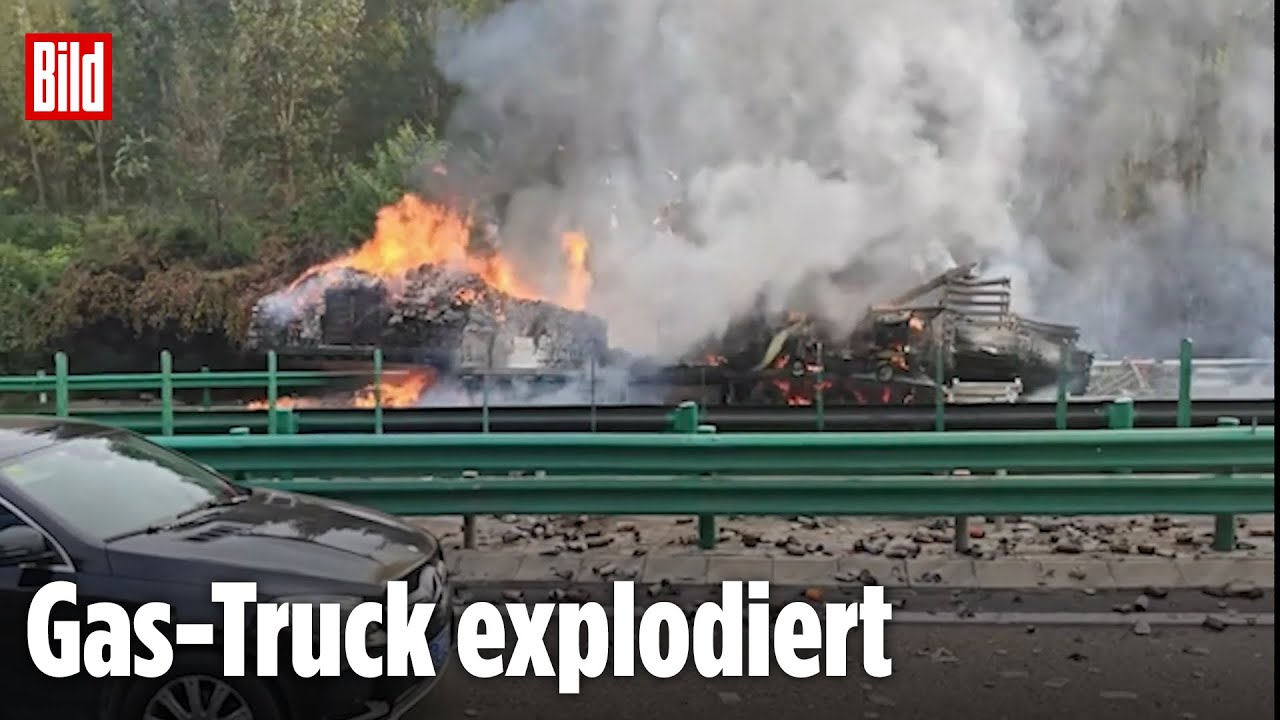 China: Feuer-Drama auf der Autobahn