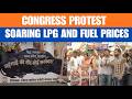Congress Workers  Protest Against LPG Price Hike, Electricity Tariffs & Alleged Shortage of LPG