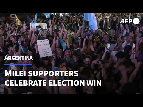 Supporters of Argentina's Milei celebrate election win outside party's headquarters | AFP