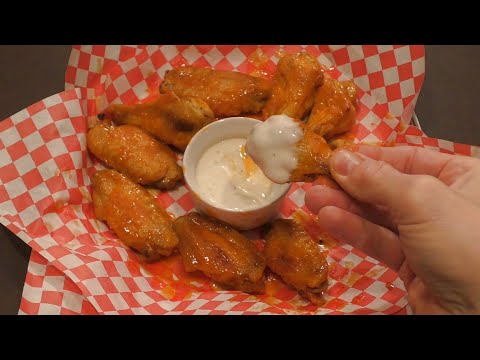 ASMR: Eating Chicken Wings with Original Buffalo Wing Sauce (No talking)