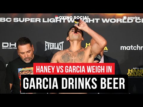 Ryan garcia drinks beer as he weighs in to face devin haney & bernard hopkins and bill haney brawl