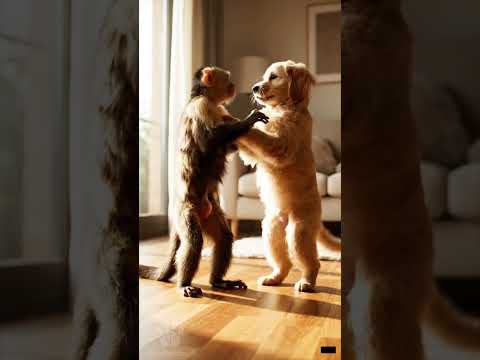 Monkey vs Puppy Dance Battle 🐒🐶 | Funny Animal Dance-Off | Ultra Realistic & Cute Pets Shorts