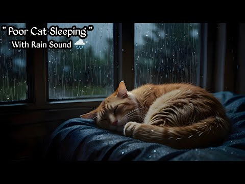 Sad Cat Sleeping with Rain Sound – 1 Hour for Relaxing & Sleeping