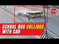 6 lives lost in school bus, car collision on Delhi-Meerut Expressway, CCTV footage