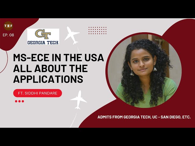 LIKE | SHARE | SUBSCRIBE | KEEP HELPING & MOTIVATINGThis video showcases the personal experiences of Siddhi Pandare, a final year BTech - EXTC Engineering student at VJTI, Mumbai from her journey of applying to some of the top universities in the USA for MS-ECE. The experiences of Siddhi Pandare can help you make some wise decisions, but these experiences need to be taken with the utmost attention. Take your decisions by yourself, and not at someone else's recommendation.Timestamps:
00:00 - Introduction
00:40 - Profile & Admits of Siddhi Pandare
02:19 - Why choose ECE?
04:29 - Specializations in ECE
08:41 - Why the USA?
11:45 - Professional vs MS Degrees
13:58 - Crafting an SoP (Statement of Purpose)
18:59 - Past Work Experiences
21:26 - Resume Format
24:02 - Casual Discussion
24:33 - Suggestion from Siddhi PandareThe MS in Electrical & Computer Engineering can help students can take up jobs in various sectors like Software Engineering, VLSI, Network Engineering, Machine Learning, Signal Processing, Data Science, Business Intelligence, etc. They can also start their own startup business. The candidates may conduct research activities in various technologies and subjects related to Electrical and Computer Engineering.TOP UNIVERSITIES FOR MS - ECE:
https://www.azent.com/expert-tips/us-schools-ms-eceWatch this video till the end to not miss any important detail. If you are planning to apply for MS in ECE in the USA, then this is the perfect video for you.--------Siddhi Pandare: https://www.linkedin.com/in/siddhi-pandare-774a06147/
Email ID: pandaresiddhi@gmail.com---------Find me at:
Blog Website: https://thebrownfella.com
LinkedIn: https://www.linkedin.com/in/vedant-athavale/
LinkedIn Page: https://www.linkedin.com/company/the-brown-fella/?viewAsMember=true
Instagram: https://www.instagram.com/_an__aesthete/
Twitter: https://twitter.com/thebrownfella_
Portfolio Website: https://vedantathavale.webflow.io/
Email ID: vedantathavale@thebrownfella.comWho am I? (In Brief):A final year (senior) student at VJTI, Mumbai pursuing Electronics and Telecommunications Engineering. Interested in Front End Development, UI/UX, Data Analytics, and Story Telling ofcourse!Note:This video does not intend to compare any companies, organizations, universities, or other institutions out there. This video solely describes the experiences of students applying to some of the companies/colleges out there. Every company/college has its own advantages and a brand name. We do not intend to demean the brand in any way. We respect every company's/college's brand and its legacy.