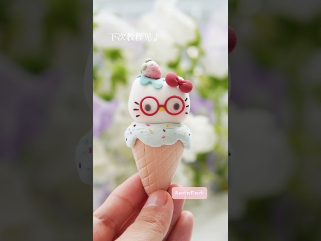 🍦🤓🎀Nerdy Kitty Ice Cream Cone? YES 🤓 | Cutest Clay Treat Ever!  #doll #creativeclayideas #diy