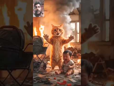 Ai animated orange cat funny cartoon video 😹💥 White tiger Cubs Taken by a Fat Cat!?