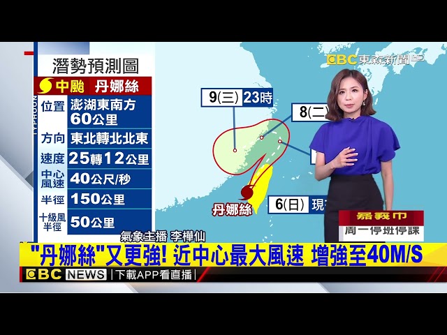 就在家門口！ 「丹娜絲」即將登陸台南、嘉義交界處【樺仙氣象】@newsebc