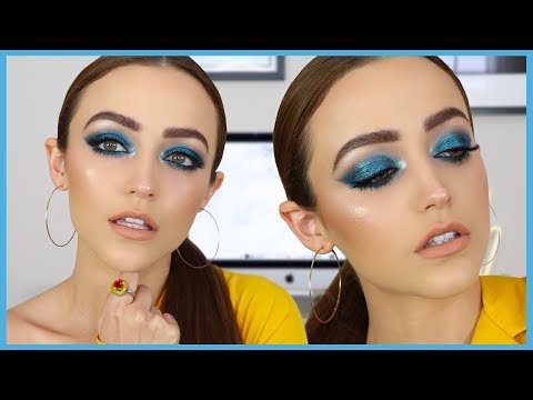 Bold Blue Makeup Tutorial + Trying Some NEW PRODUCTS | KIM K INSPIRED