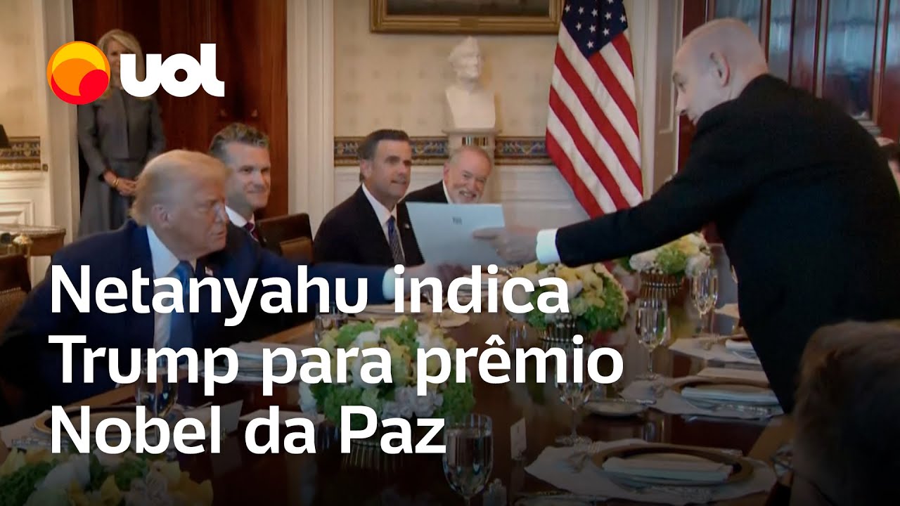 Netanyahu indica Trump para prêmio Nobel da Paz durante jantar na Casa Branca