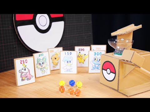 🔴ビー玉でポケモンをゲット❕何匹つかまえられるかな❓🔵【ダンボール工作】Pokemon DIY