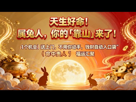 天生好命！屬兔人，你的「靠山」來了！『1个機會』送上門，不用你動手，錢財自動入口袋！
