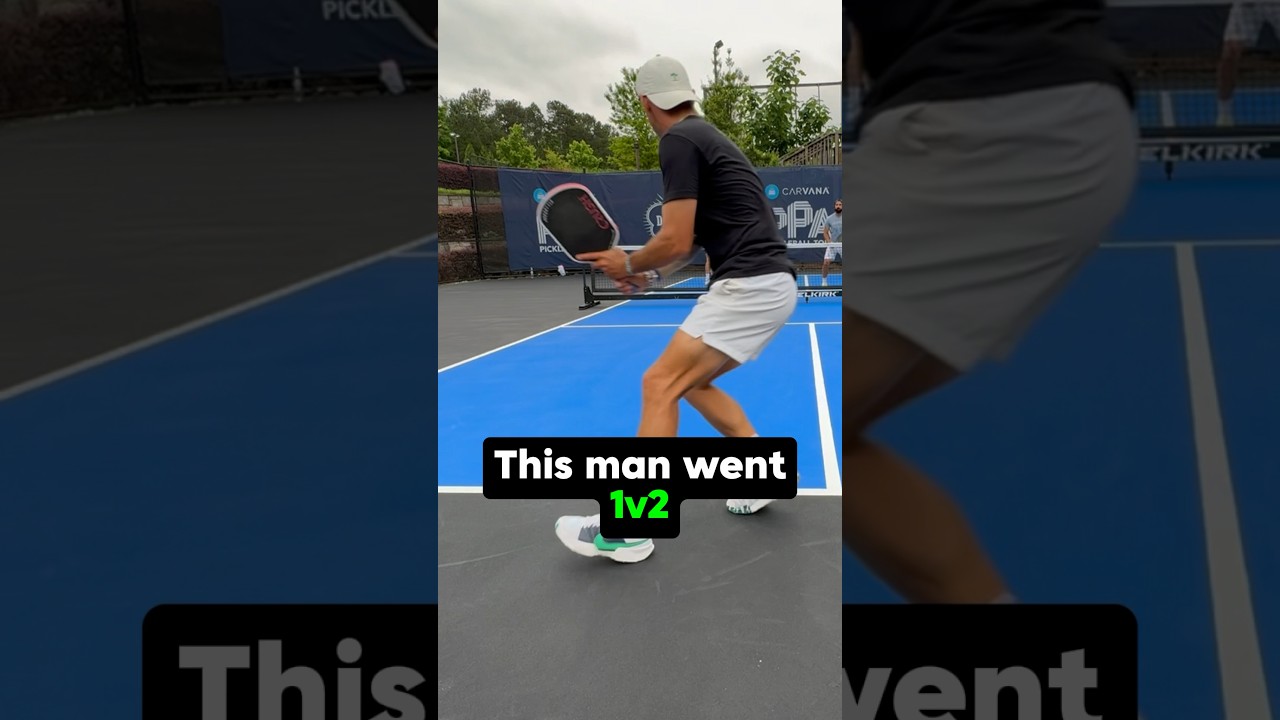 Man Goes 1v2 in Pickleball