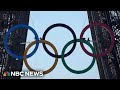 Olympic rings installed on Eiffel Tower to mark 50 days to start of the Paris Games