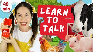 Learn to talk | Learn farm animals, counting, colors | Toddler music and learning on the farm!