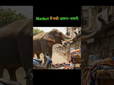 Wild Elephant Chaos in Indian Market | Shocking Street Rampage! #Shorts #elephant #shortsfeed