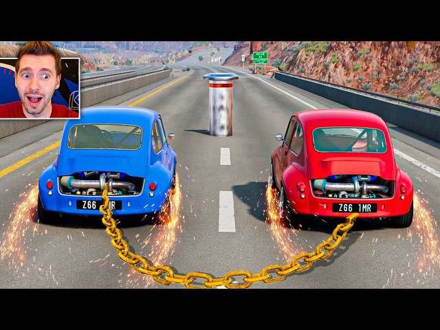 Acorrentando um CARRO A 300km/h no BeamNG Drive!