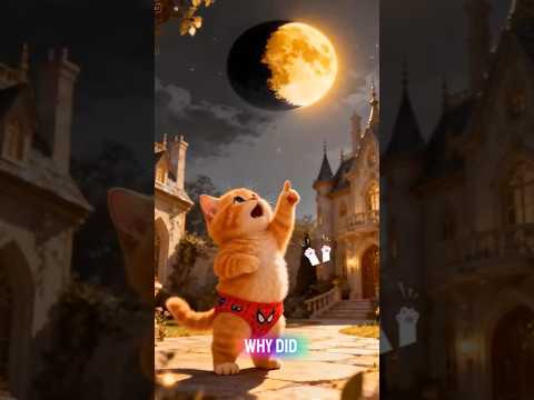 Funny Kitten Panics During Solar Eclipse! 😱🌑#comedy #cartoon
