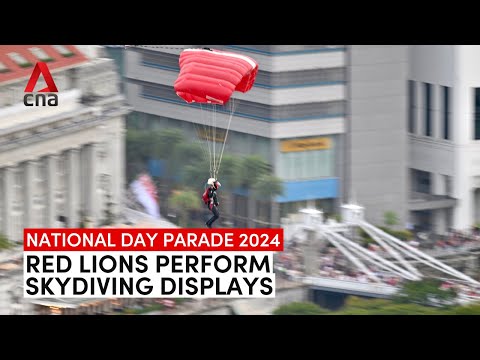 NDP 2024: Red Lions perform skydiving displays at Padang