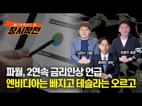 [장시작전] 파월,2연속 금리인상 언급 / 엔비디아는 빠지고 테슬라는 오르고 (LIVE, 6월29일) 윤여민,김민수,민재기