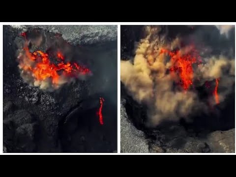 Drone visuals of collapsing Iceland volcano crater goes viral Drone visuals of collapsing Iceland volcano crater goes viral