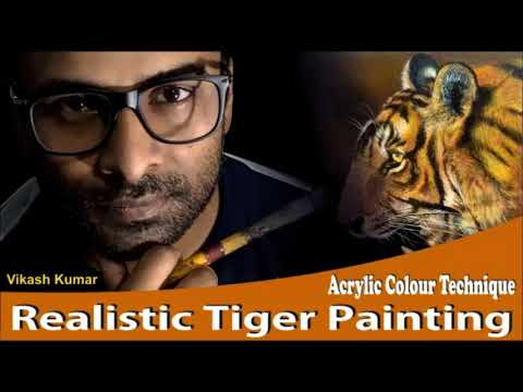 Painting of Tiger with Acrylic Colour - Time-lapse painting by Vikash Kumar