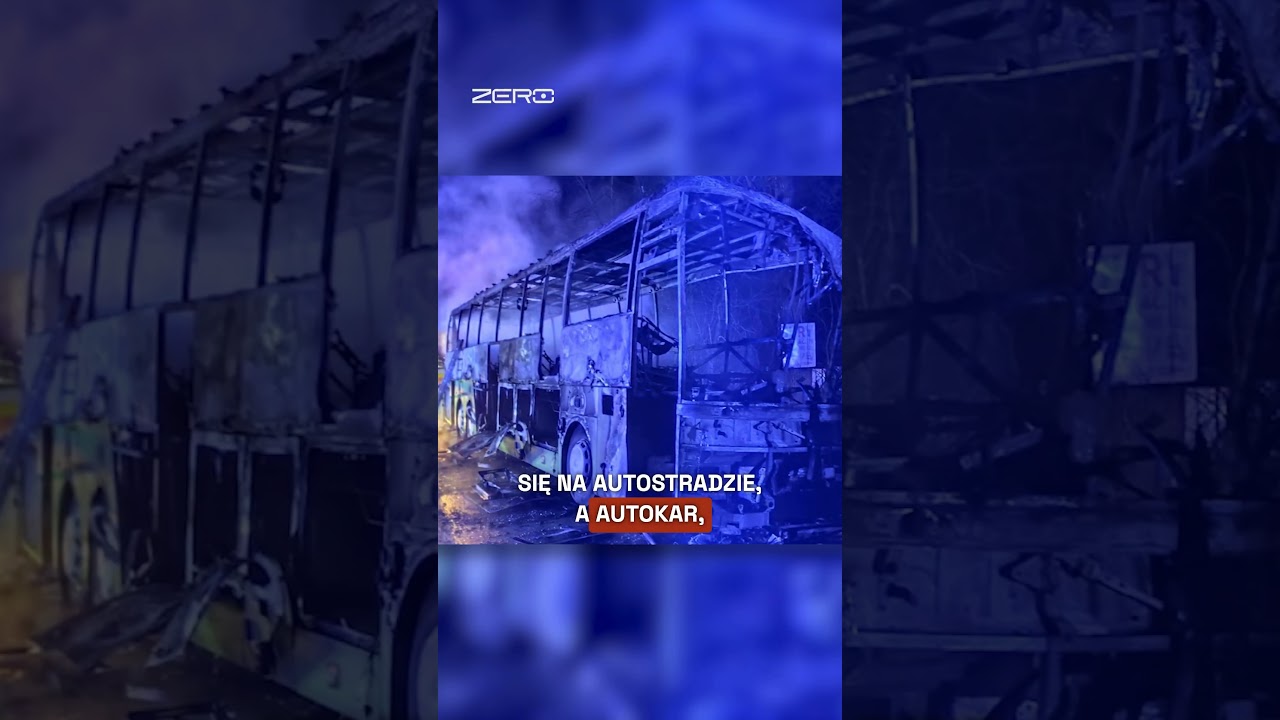 POLSKI AUTOKAR SPŁONĄŁ PO UDERZENIU W CIĘŻARÓWKĘ