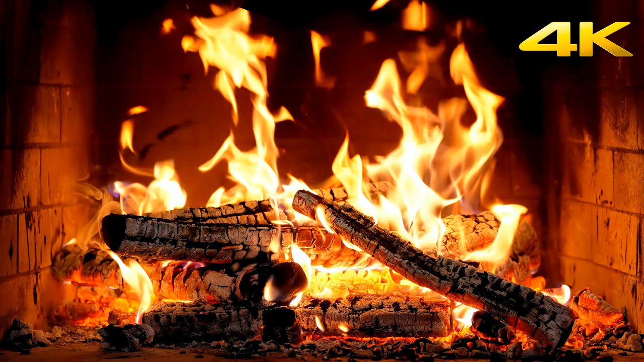 🔥 Tranquil Fireplace with Frosty Night Ambience and Crackling Fire for Snowy Christmas Evenings