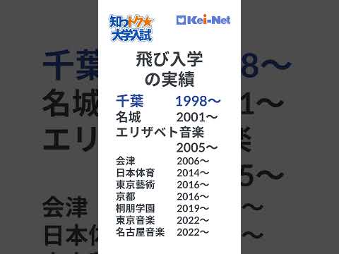 知っトク★大学入試 飛び入学できる日本の大学【河合塾】