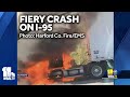 Fiery tractor-trailer crash shuts I-95 in Harford County