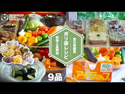 【耐熱ポリ袋レシピ】暑い日は、さっとまとめて作り置き！夏の常備菜9品！夏野菜と乾物で夏バテを予防しよう。［Dehancer プラグインとコラボ動画］