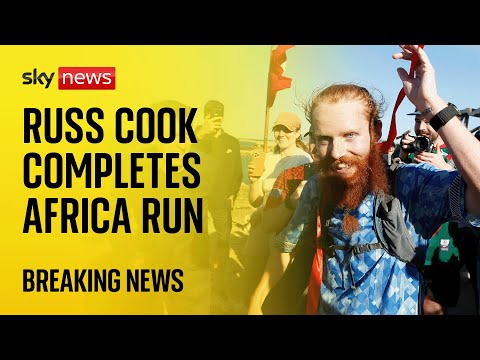 Watch live: 'Hardest Geezer' Russ Cook completes record-breaking run through Africa
