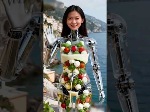 Deconstructed Caprese Salad Sauce Dispenser Robot, in Service #futuristic #robot #humanoid #AI
