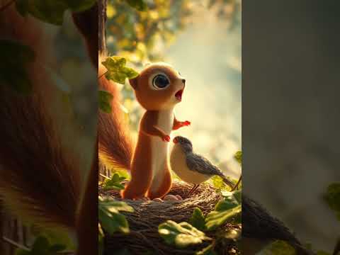 गिलहरी ने चिड़िया के बच्चे को बचाया #animation #moralstories #ytshorts #moralstories
