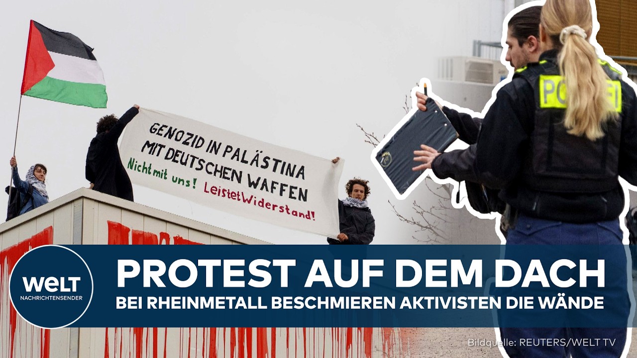 PROTESTAKTION: Aktivisten protestieren auf dem Dach bei Rheinmetall in Berlin – Polizei greift ein