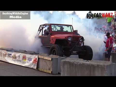 Red Jeep 2 Wheel Burnout At Rod Benders Burnout Competition