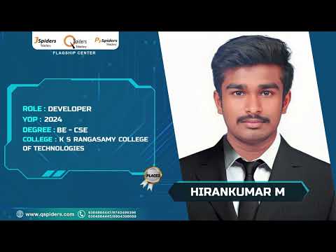 Congratulations, Hirankumar R M, for getting placed as a Developer.