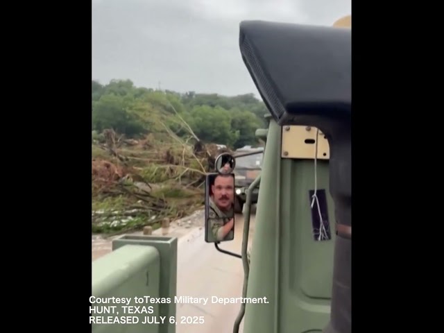 Military truck evacuates campers following deadly Texas floods