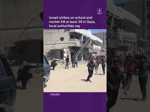 Israeli strikes on school housing displaced and market kill at least 38 in Gaza, authorities say