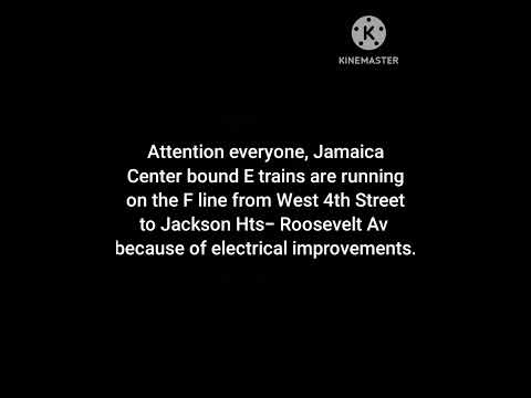 MTA station announcement: Jamaica bound E trains via the F line