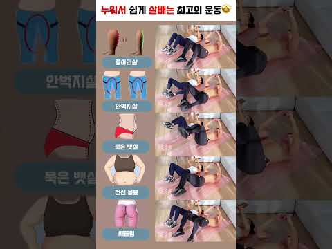 누워서 쉽게 살빼는 운동🔥 #누워서 #뱃살빼기 #흥둥이