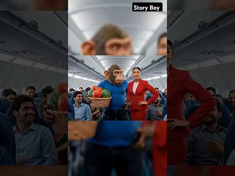 बंदर प्लेन में तरबुच बेच रहा है 😳 | #ai | #aishorts | #trending | #monkey | #cartoon | #funny