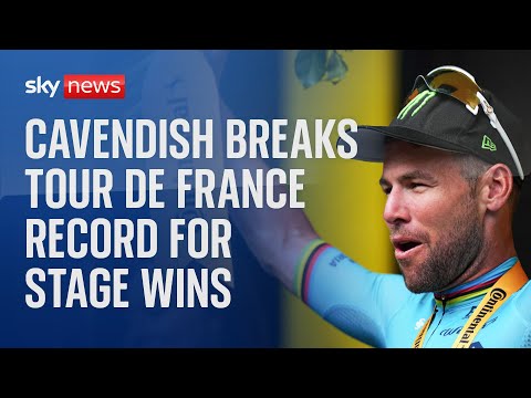 Mark Cavendish breaks Tour de France record for most stage wins