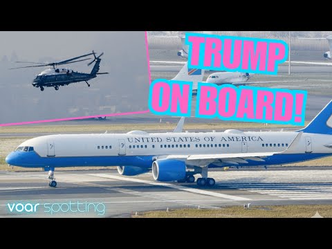 Donald Trump arriving at Zurich Airport on a downgraded 