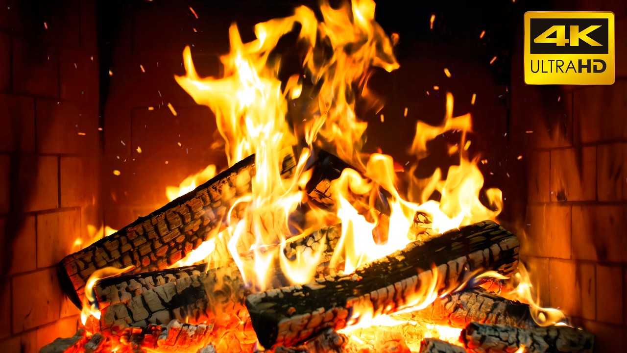 🔥 Fireplace Slow Burn (No Music) with Gentle Fire Sounds and Glowing Coals for Holiday Serenity
