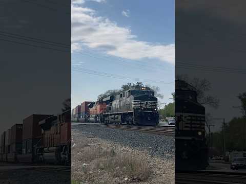 NS ES40DC 7552 leads a short EB NS intermodal in Goshen Indiana