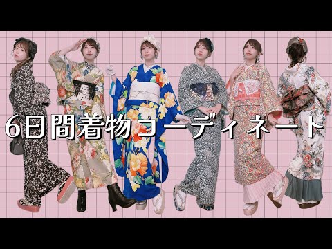 【一週間着物コーデ】可愛いもの好きアラサーの6日間着物コーディネート👘💕【健康第一】