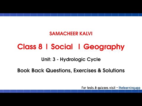 Hydrologic Cycle Exercises, Questions | Unit 3  | Class 8 | Geography | Social | Samacheer Kalvi