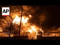 Russian drone strike sets off huge fire in Ukraines Kharkiv